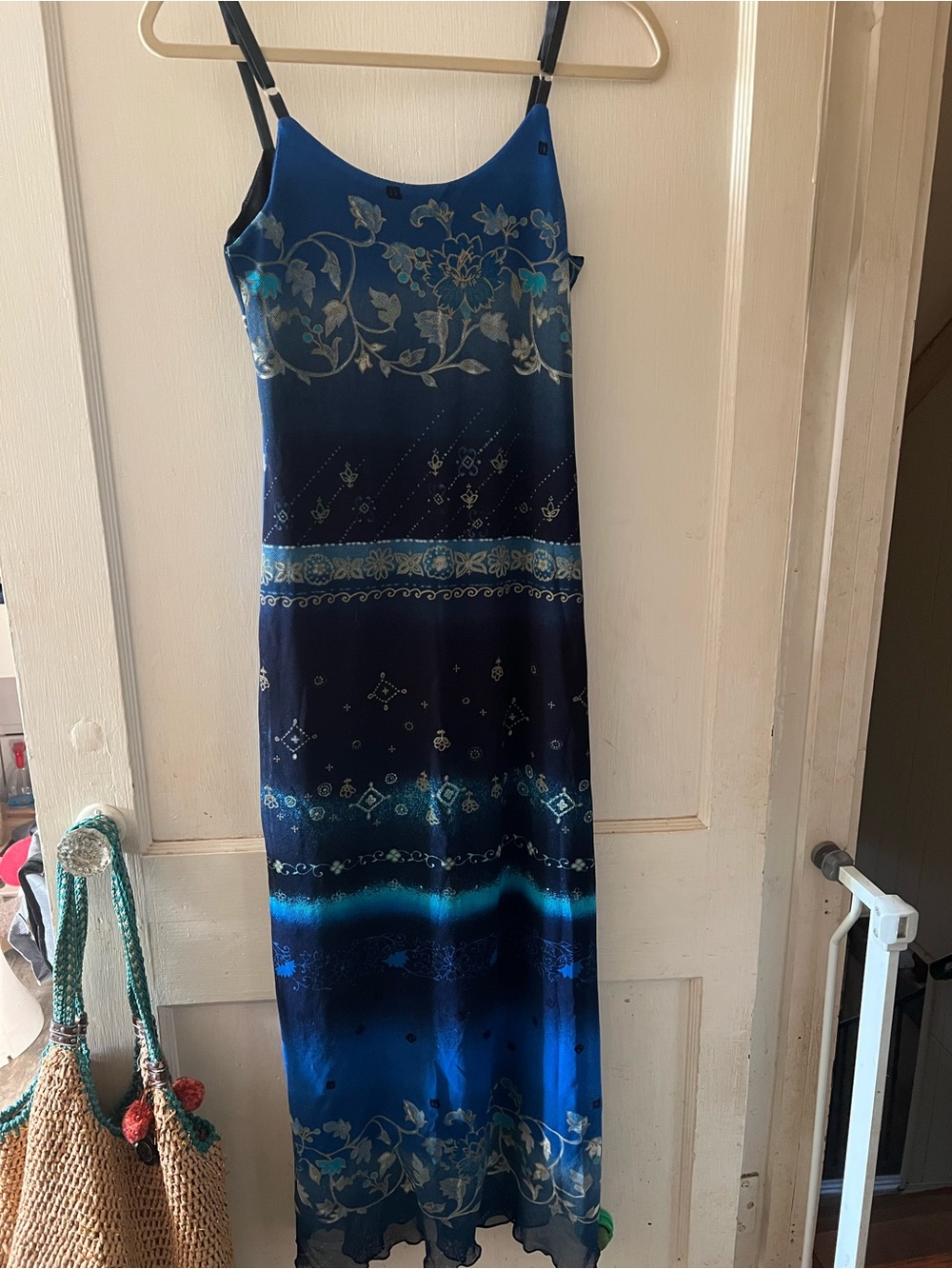 Blue Floral Slip Maxi Dress - Elegant Evening Wear